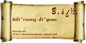 Bársony Ágnes névjegykártya