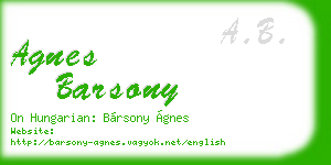 agnes barsony business card